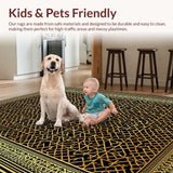 Ultra Soft Area Rug, Non Slip, Stain Resistant, Washable Area Rugs for Living Room, Bedroom, Lustrous Gold Textured Fantasy(Gold)