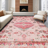 Ultra Soft Area Rug, Non Slip, Stain Resistant, Washable Area Rugs for Living Room, Bedroom, Elegant Vintage Floral Arrangement(Pink)