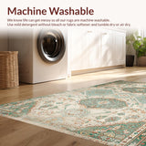 Ultra Soft Area Rug, Non Slip, Stain Resistant, Washable Area Rugs for Living Room, Bedroom, Distressed Oriental Ivory Sage Living Room Rug(Beige)