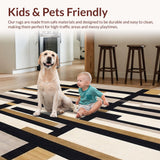 Ultra Soft Area Rug, Non Slip, Stain Resistant, Washable Area Rugs for Living Room, Bedroom, Modern Minimalist Black and Beige Area Featuring Abstract Cross Designs(Beige)