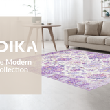 Ultra Soft Area Rug, Non Slip, Stain Resistant, Washable Area Rugs for Living Room, Bedroom, Pastel Round Flower Motif Delight(White)