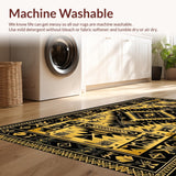 Ultra Soft Area Rug, Non Slip, Stain Resistant, Washable Area Rugs for Living Room, Bedroom, Bold Black and Gold Textures(Gold)