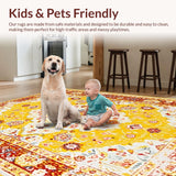 Ultra Soft Area Rug, Non Slip, Stain Resistant, Washable Area Rugs for Living Room, Bedroom, Luxurious Bold Colorful Trellis Pattern(Yellow)