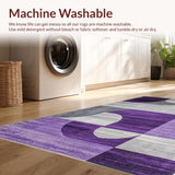 Ultra Soft Area Rug, Non Slip, Stain Resistant, Washable Area Rugs for Living Room, Bedroom, Contemporary Silver Grey Pattern(Purple)