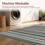 Ultra Soft Area Rug, Non Slip, Stain Resistant, Washable Area Rugs for Living Room, Bedroom, Hand Woven Area Rug Classic Black and White Banded Design(Black)