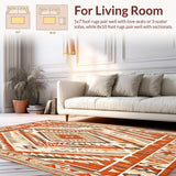 Southwestern Terracotta & Beige Diamond Area(Brown)
