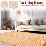Ultra Soft Area Rug, Non Slip, Stain Resistant, Washable Area Rugs for Living Room, Bedroom, Dynamic Bold Linear Patterns(Orange)