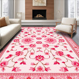 Ultra Soft Area Rug, Non Slip, Stain Resistant, Washable Area Rugs for Living Room, Bedroom, Delicate Nature-Inspired Decor(Pink)