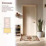 Ultra Soft Area Rug, Non Slip, Stain Resistant, Washable Area Rugs for Living Room, Bedroom, Rustic Vintage Tiled Aesthetic(Beige)