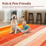 Ultra Soft Area Rug, Non Slip, Stain Resistant, Washable Area Rugs for Living Room, Bedroom, Cozy Textured Symmetrical Elements(Orange)