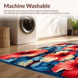 Ultra Soft Area Rug, Non Slip, Stain Resistant, Washable Area Rugs for Living Room, Bedroom, Blossoming Oasis Indoor Area With Dimensional Floral Design(Red)