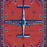 Ultra Soft Area Rug, Non Slip, Stain Resistant, Washable Area Rugs for Living Room, Bedroom, Rustic Military Aircraft Inspiration(Red)