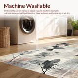 Ultra Soft Area Rug, Non Slip, Stain Resistant, Washable Area Rugs for Living Room, Bedroom, Midnight Bloom Black And White Floral Inspired Rug(Gray)