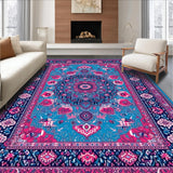 Ultra Soft Area Rug, Non Slip, Stain Resistant, Washable Area Rugs for Living Room, Bedroom, Serene Ethnic Patterned Home Accent(Blue)