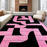Ultra Soft Area Rug, Non Slip, Stain Resistant, Washable Area Rugs for Living Room, Bedroom, Dynamic Geometric Contrast Layout(Pink)