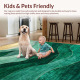 Ultra Soft Area Rug, Non Slip, Stain Resistant, Washable Area Rugs for Living Room, Bedroom, Contemporary Emerald Abstract Aesthetic(Green)