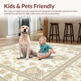 Ultra Soft Area Rug, Non Slip, Stain Resistant, Washable Area Rugs for Living Room, Bedroom, Elegant Smoke & Beige Blossom Area Floral Fantasy for Your Home(Beige)