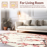 Ultra Soft Area Rug, Non Slip, Stain Resistant, Washable Area Rugs for Living Room, Bedroom, Elegant Cherry Blossom Bath With Floral Design For Shower Space(Pink)