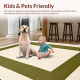 Ultra Soft Area Rug, Non Slip, Stain Resistant, Washable Area Rugs for Living Room, Bedroom, Rustic Geometric Olive Hues(Beige)