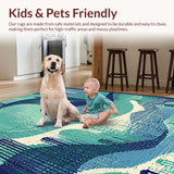 Ultra Soft Area Rug, Non Slip, Stain Resistant, Washable Area Rugs for Living Room, Bedroom, Nautical Sea Monster Rug: Playful Ocean Themed Carpet(Blue)