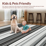 Ultra Soft Area Rug, Non Slip, Stain Resistant, Washable Area Rugs for Living Room, Bedroom, Striking Abstract Outdoor Stripe Theme(Gray)