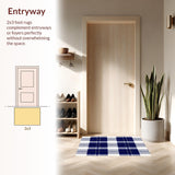 Ultra Soft Area Rug, Non Slip, Stain Resistant, Washable Area Rugs for Living Room, Bedroom, Charming Plaid Neutral Area(Blue)