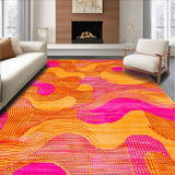 Ultra Soft Area Rug, Non Slip, Stain Resistant, Washable Area Rugs for Living Room, Bedroom, Playful Whimsical Flowing Design(Orange)