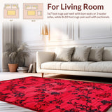 Ultra Soft Area Rug, Non Slip, Stain Resistant, Washable Area Rugs for Living Room, Bedroom, Sleek Minimalist Petal Design(Red)