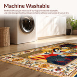Ultra Soft Area Rug, Non Slip, Stain Resistant, Washable Area Rugs for Living Room, Bedroom, Artful Rustic Animal Print(Red)