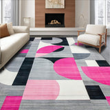 Ultra Soft Area Rug, Non Slip, Stain Resistant, Washable Area Rugs for Living Room, Bedroom, Sleek Abstract Geometric Motif(Gray)