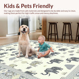 Ultra Soft Area Rug, Non Slip, Stain Resistant, Washable Area Rugs for Living Room, Bedroom, Stylish Round Grey Ivory Animal Pattern(Beige)