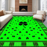 Ultra Soft Area Rug, Non Slip, Stain Resistant, Washable Area Rugs for Living Room, Bedroom, Rustic Shamrock Plaid Aesthetic(Green)