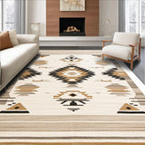 Ultra Soft Area Rug, Non Slip, Stain Resistant, Washable Area Rugs for Living Room, Bedroom, Stylish Modern Diamond Pattern(Beige)