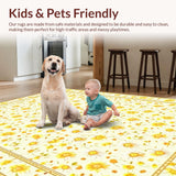 Ultra Soft Area Rug, Non Slip, Stain Resistant, Washable Area Rugs for Living Room, Bedroom, Charming Floral Motif with Earth Tones(Beige)