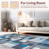 Ultra Soft Area Rug, Non Slip, Stain Resistant, Washable Area Rugs for Living Room, Bedroom, Elegant Abstract Swirl Composition(Blue)