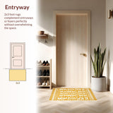 Ultra Soft Area Rug, Non Slip, Stain Resistant, Washable Area Rugs for Living Room, Bedroom, Rustic Aztec Design with Warm Hues(Yellow)
