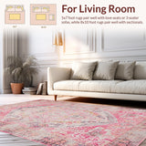 Ultra Soft Area Rug, Non Slip, Stain Resistant, Washable Area Rugs for Living Room, Bedroom, Sophisticated Minimalist Linear Theme(Pink)