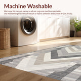 Ultra Soft Area Rug, Non Slip, Stain Resistant, Washable Area Rugs for Living Room, Bedroom, Modern Minimalist Geometric Motif(Gray)