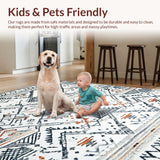 Ultra Soft Area Rug, Non Slip, Stain Resistant, Washable Area Rugs for Living Room, Bedroom, Rustic Ogee Patterned Accent(White)
