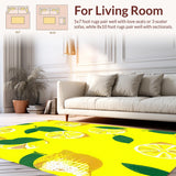 Ultra Soft Area Rug, Non Slip, Stain Resistant, Washable Area Rugs for Living Room, Bedroom, Sunny Citrus Themed Decor(Yellow)
