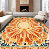 Ultra Soft Area Rug, Non Slip, Stain Resistant, Washable Area Rugs for Living Room, Bedroom, Lively Abstract Sunshine Composition(Orange)