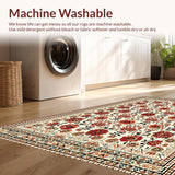 Ultra Soft Area Rug, Non Slip, Stain Resistant, Washable Area Rugs for Living Room, Bedroom, Vintage Floral Non-Slip Bedroom Area Carpet(White)