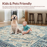 Ultra Soft Area Rug, Non Slip, Stain Resistant, Washable Area Rugs for Living Room, Bedroom, Large Neutral Farmhouse Boho Non Slip Indoor Floor Beige Blue(Beige)