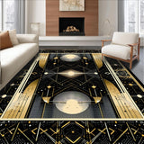 Ultra Soft Area Rug, Non Slip, Stain Resistant, Washable Area Rugs for Living Room, Bedroom, Chic Abstract Geometric Aesthetic(Gold)