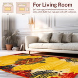 Ultra Soft Area Rug, Non Slip, Stain Resistant, Washable Area Rugs for Living Room, Bedroom, Chic Yellow Animal Print Aesthetic(Yellow)