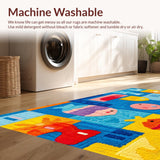 Ultra Soft Area Rug, Non Slip, Stain Resistant, Washable Area Rugs for Living Room, Bedroom, Ocean Buddies Learning Rug: Number & Shape Kids Play Carpet(Blue)