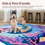 Ultra Soft Area Rug, Non Slip, Stain Resistant, Washable Area Rugs for Living Room, Bedroom, Fluffy Purple Shag Rug for Kids Playroom(Pink)