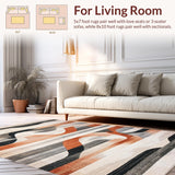 Ultra Soft Area Rug, Non Slip, Stain Resistant, Washable Area Rugs for Living Room, Bedroom, Wave Rider Area Rug Graphic Design(Gray)