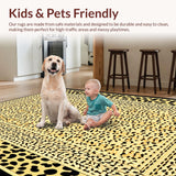 Ultra Soft Area Rug, Non Slip, Stain Resistant, Washable Area Rugs for Living Room, Bedroom, Elegant Earthy Leopard Motif(Beige)