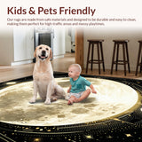 Ultra Soft Area Rug, Non Slip, Stain Resistant, Washable Area Rugs for Living Room, Bedroom, Sophisticated Minimalist Linear Shapes(Gold)
